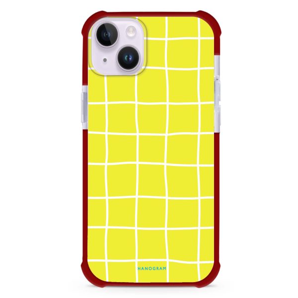 Yellow Checked Pattern iPhone 14 MagSafe Compatible Ultra Shockproof Case Online