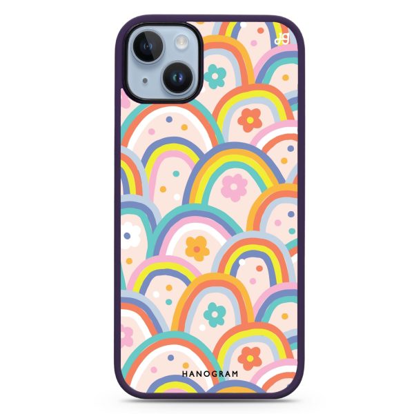 Colourful Rainbow Floral iPhone 15 Plus Impact Guard Bumper Case on Sale