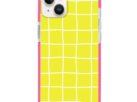 Yellow Checked Pattern iPhone 14 Plus MagSafe Compatible Ultra Shockproof Case For Cheap