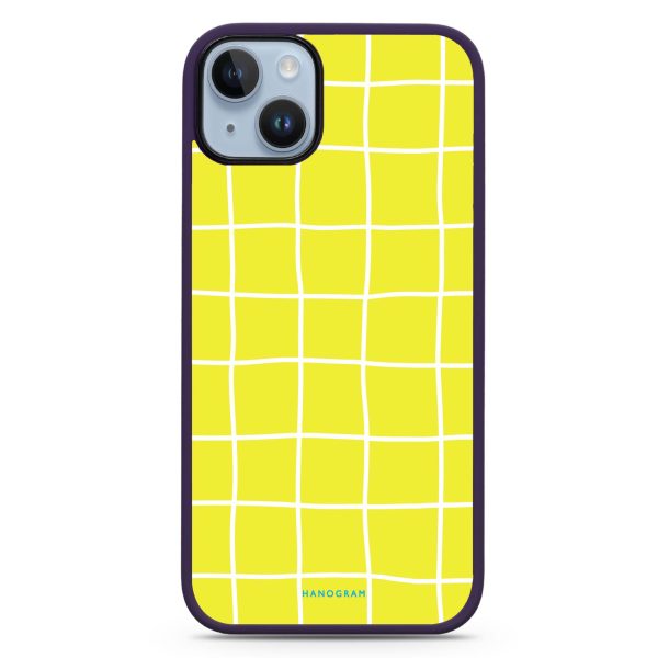 Yellow Checked Pattern iPhone 14 MagSafe Compatible Impact Guard Bumper Case Online Sale