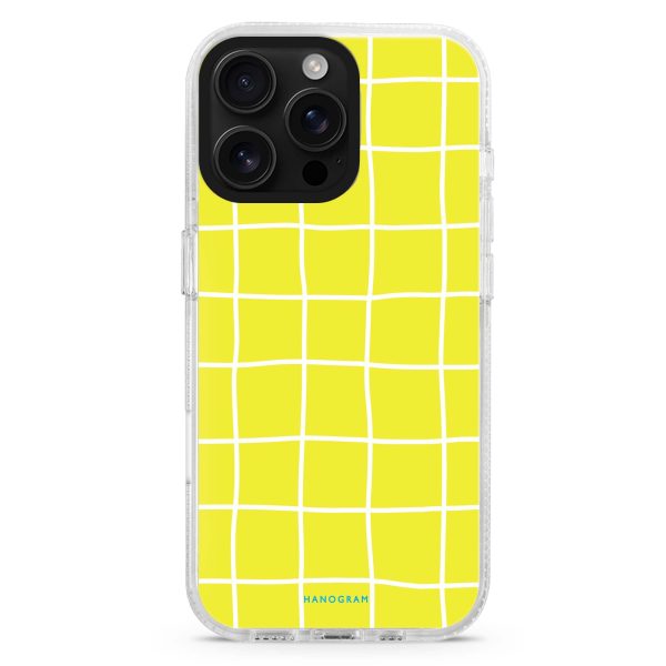 Yellow Checked Pattern iPhone 14 Pro MagSafe Compatible Ultra Clear Case on Sale