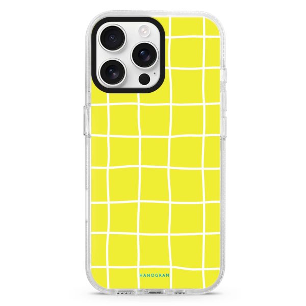 Yellow Checked Pattern iPhone 14 Pro MagSafe Compatible Ultra Clear Case on Sale