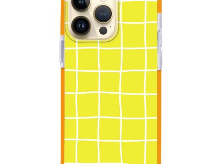 Yellow Checked Pattern iPhone 13 Pro Max Ultra Shockproof Case For Sale