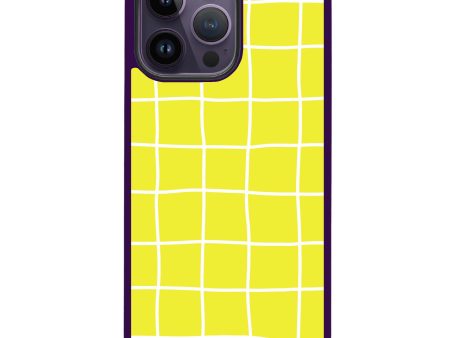 Yellow Checked Pattern iPhone 14 Pro MagSafe Compatible Impact Guard Bumper Case For Cheap